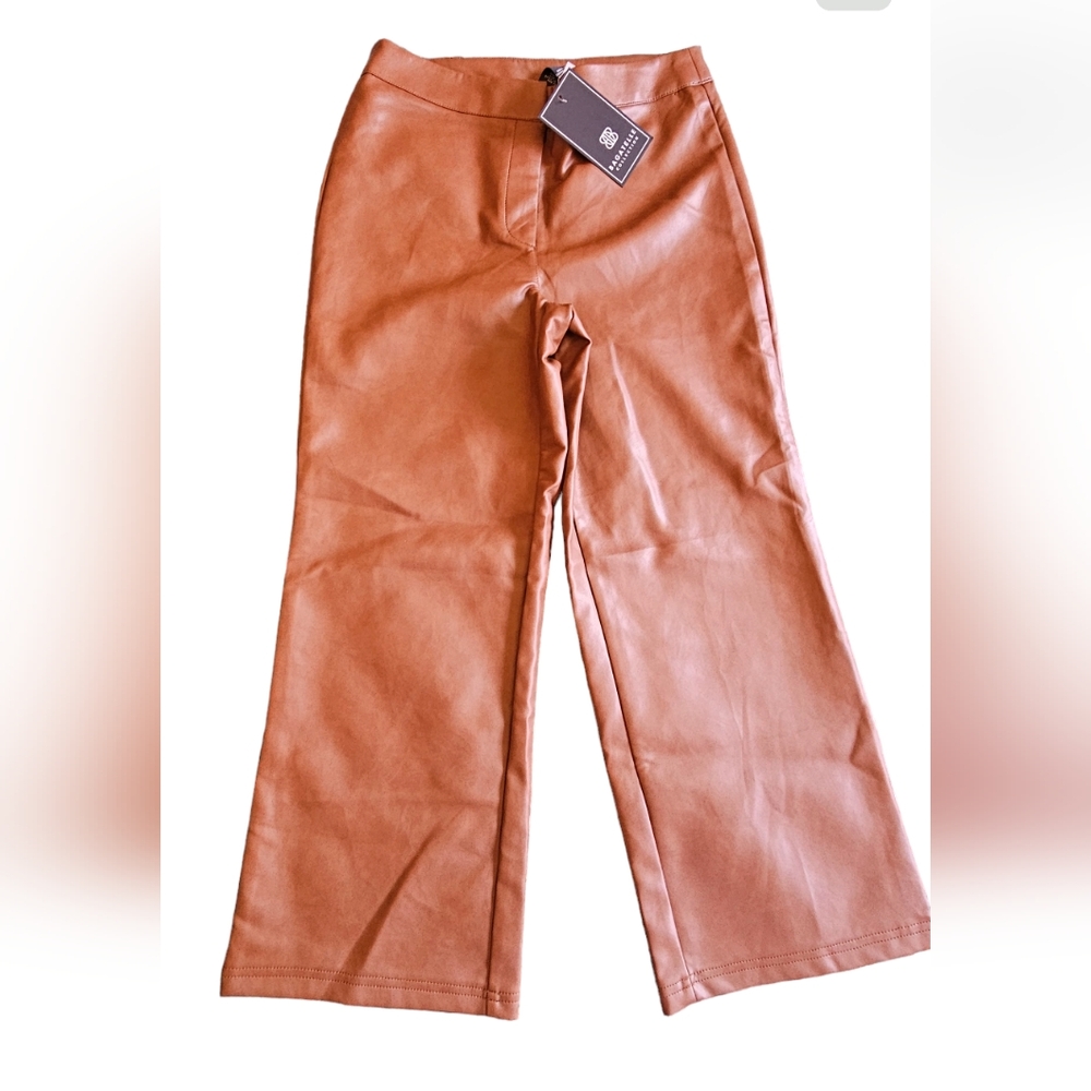 NwT Bagatelle collection faux leather wide‎ lag pants size S